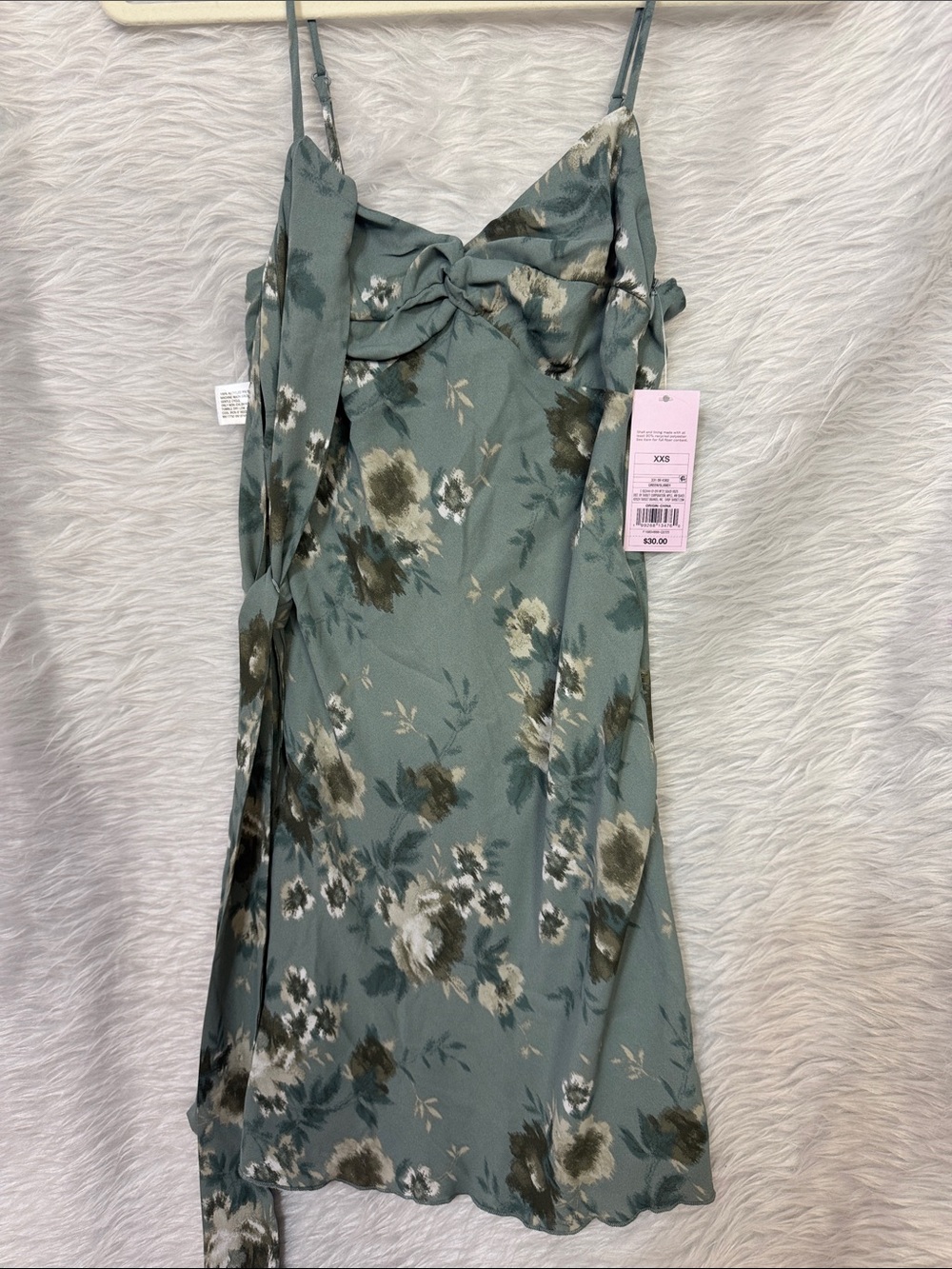 wild fable Sage Green Floral Tie-Front Slip Dress